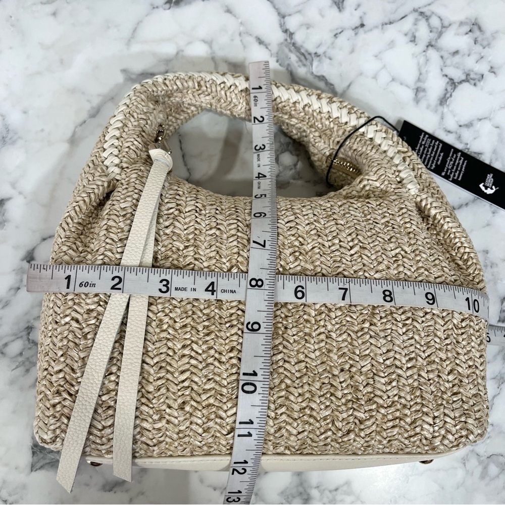 Aimee Kestenberg Natural Straw Shoulder Bag with White Trim - Picture 11 of 16